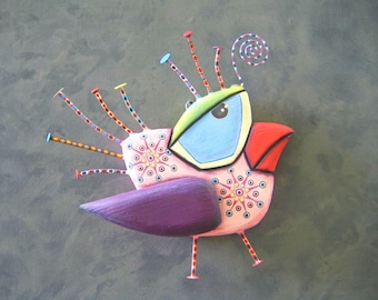 Bird Wall Art, Peace Dove, Original Found Object Wall Sculpture, Wood Carving, Wall Decor, Bird Sculpture, by Fig Jam Studio