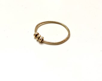 14K Solid Gold Bead Ring - Three Wishes Ring - Travelling 14K Gold Beads - Fidget Ring - Marked 14K