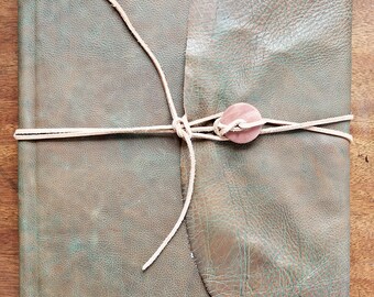 Sign book A3, leather and handmade paper