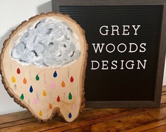 New | Clouds & Rainbows Slice | Rustic Sign | Wood Slice | Angel Baby | Rainbow Baby