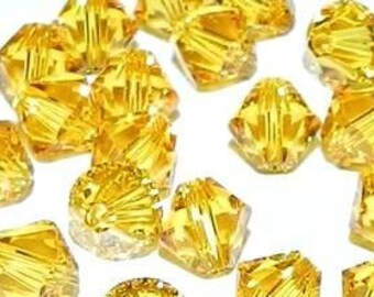 Swarovski Sunflower Yellow Crystal Bicone 4mm Xilion Qty 24
