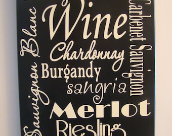 Subway Art Wine List Wood Sign with Vinyl Lettering