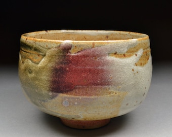 Handmade Stoneware Matcha Chawan Teabowl Tea Ceremony Glazed with Carbon Trap Shino