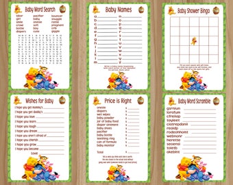 FLASH SALE!! All 6 Games! Winnie the Pooh Baby Shower Games, Winnie the Pooh Baby Shower, Pooh Baby Shower Game, Digital File