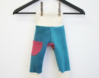 harem LONGIES - small wool diaper cover pants 1 to 6 months - nappy cover for fitted cloth diapers - hand dyed interlock