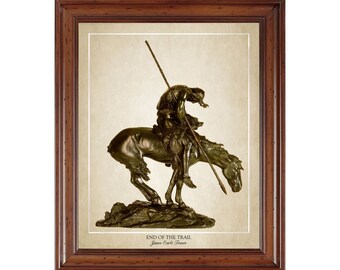 End of the Trail; 16x20 print depicting a sculpture by James Earle Fraser (1915)