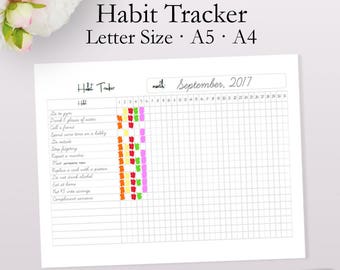 Habit Tracker, Habit Printable, Daily Habits, Monthly Tracker, Daily Planner Printables, Health Inserts A5, A4, Letter Size Instant Download