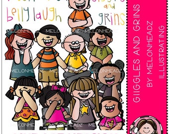 Giggles and Grins clip art - LINE ART