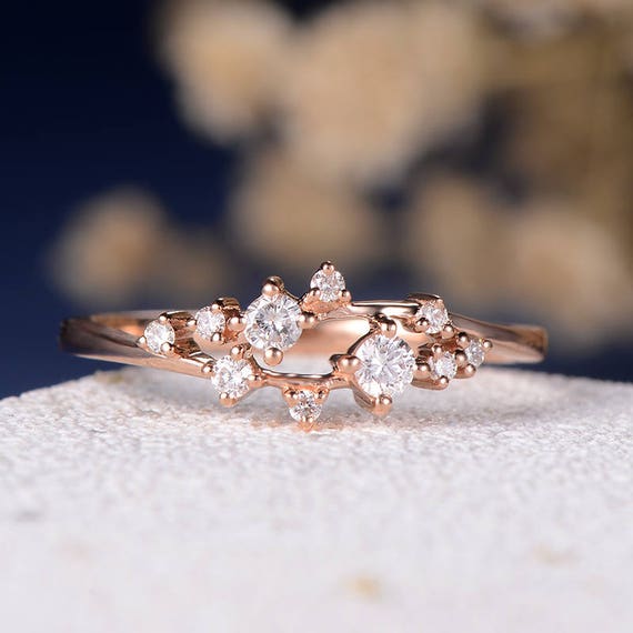 Diamond Cluster Ring Twig Engagement Ring Floral Unique