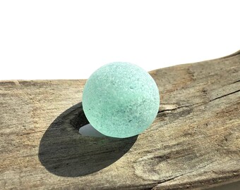 Aqua Cats Eye Sea Glass Marble - Genuine Found Beach Glass Marble - Jewelry Supplies - Pendant - Sea Glass Marble// LN22