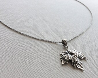 Autumn Leaf Necklace in Sterling Silver