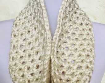 Cream Natural Infinity Scarf, cowl, loop scarf, circle scarf, eternity scarf, crochet infinity scarf, knit cowl