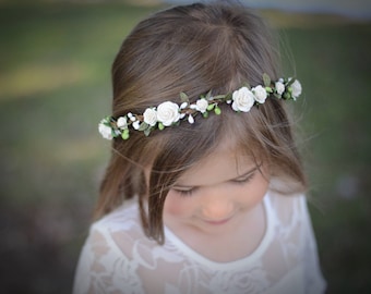 Ivory flower crown, firsf communion, floral halo, floral crown,rustic wedding crown, bridal crown, maternity crown, flower girl crown, boho