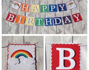 happy birthday sign childrens party decor sign rainbow