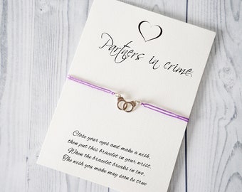 Handcuff bracelet/Best friend gift/Wish Bracelet/Friendship Bracelet/Partners in crime/Handcuffs bracelet friend gift/Gift for friend