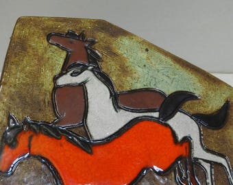 Large Krösselbach wall ceramic asymmetrical horses