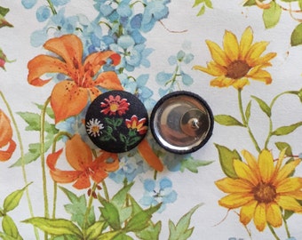 Fabric Button Earrings / Wholesale Jewelry / Stud Earrings / Gifts for Her / Vintage Floral / Bulk Earrings / Handmade