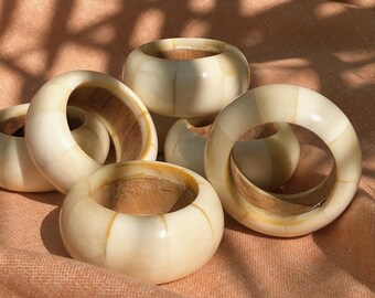 Vintage Bone Napkin Rings Set of 7