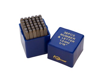 1/16" Alphabet Metal Stamping Set with "&" Symbol by Eurotool 1.5mm Set - Metal Stamps - Letter Stamps - Narrow Helvetica