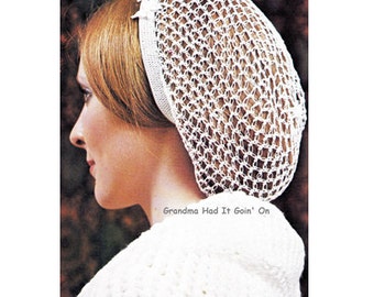 Vintage Snood Hair Net Hat Crochet Pattern - Hair Net - Hair Wrap Crochet Wedding Snood Pattern - PDF Instant Download - Digital Pattern
