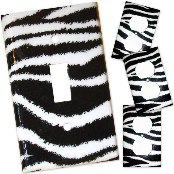 Zebra Print III Light Switch Plate/Outlet Covers 4 pc Set