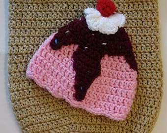 Crocheted Ice Cream Cone Cocoon with Hat - Ice Cream Cocoon with Hat - Crochet Ice Cream Cone - Crochet Ice Cream Cocoon with Hat - Crochet