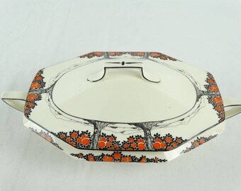 Antique English Crown Ducal Ware Orange Tree Lidded Tureen Norman Keates c1930s Lidded-Tureen-Norman-Keates-c1930s