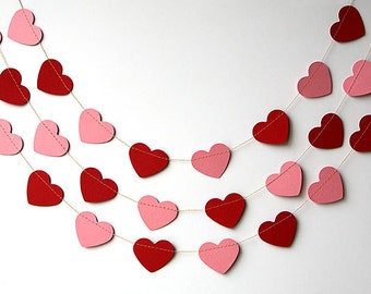 heart garland red pink heart garland valentine decor valentines day decor paper - Valentines Day Decor heart garland red pink heart garland valentine decor valentines day decor paper - Valentines Day Decor