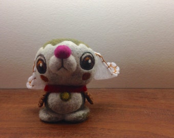 Needle Felted One of a Kind cashmere and merino hair Sad Puppy