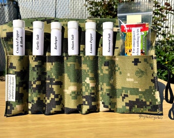 US Navy Deployment Custom Gift, USN Sailor Gift, Boot Camp, Going Away, Care Package. Newest Navy Camo. Spices in a unique roll up kit