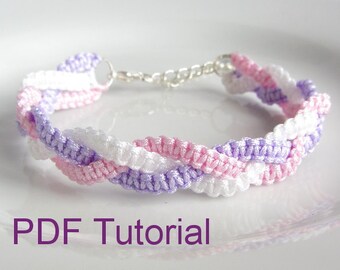 PDF Tutorial Braided Square Knot Macrame Bracelet Pattern, Instant Download Bracelet Tutorial, DIY Knotted Friendship Bracelet