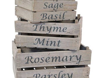 Herb names STENCIL, Parsley Sage Rosemary Thyme Stencil, Great for painting Wooden boxes/crates/signs - decor and craft reusable stencil