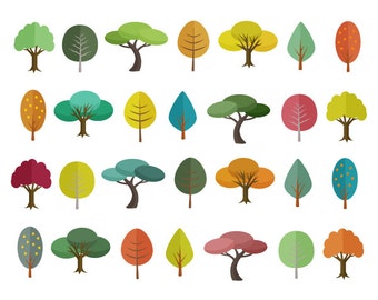 Tree Clipart Sale 60% off, Tree Clip Art, Digital Design, Autumn Clipart, Trees Clipart, Scrapbooking Supplies, Forest Clipart Set #308