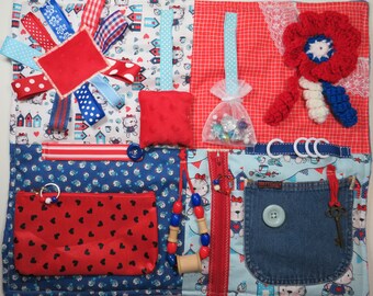 Kitties and Birdies Fidget Blanket, Quilt for Dementia, Alzheimer's, Stroke Rehab, Autism