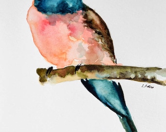 ORIGINAL Watercolor bird painting, Colorful Bee-eater Watercolor Illustration 6x8 inch