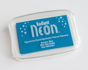 ELECTRIC BLUE Rubber Stamp Ink Pad, Radiant Neon, Archival Ink Craft Supply, Tsukineko