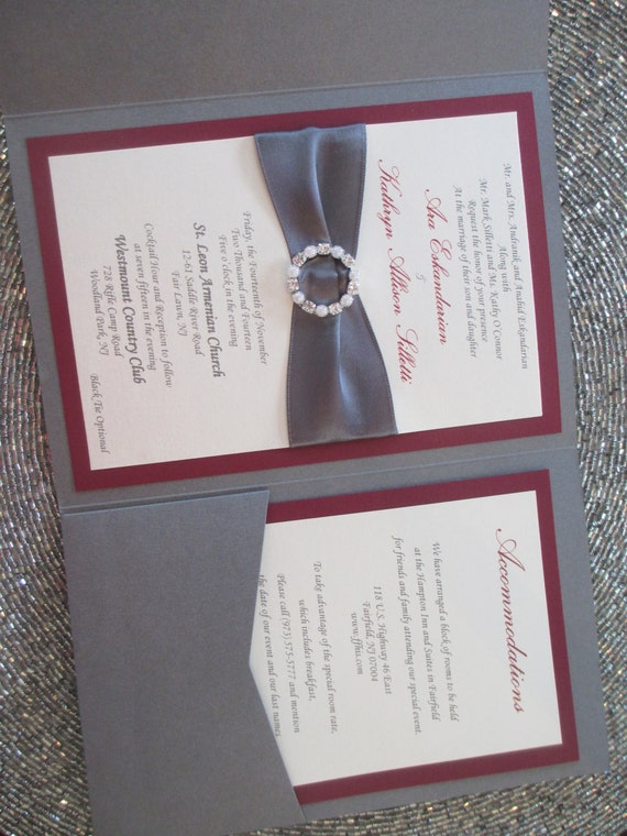 Burgundy And Grey Wedding Invitations 2