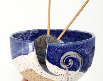 Beach Scene - Wheel Thrown Yarn Bowl - MADE TO ORDER