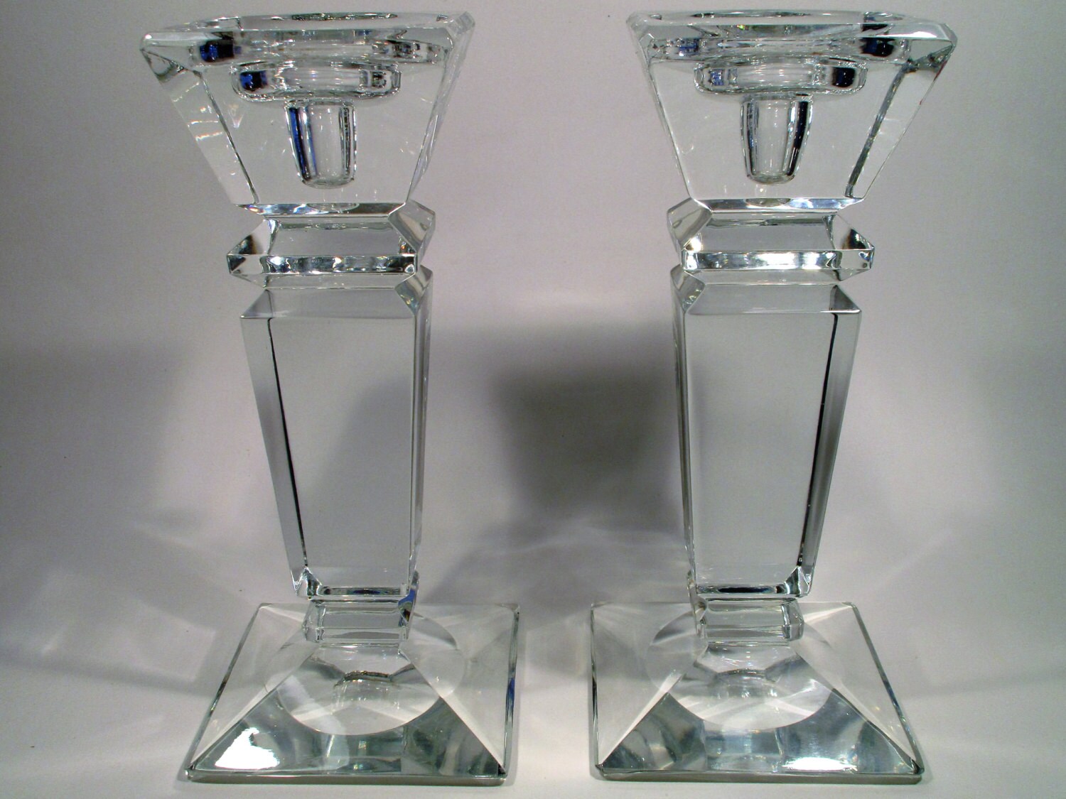 Vintage Tall 24 Lead Crystal Pillar Candle Holders Circa