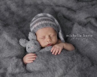 Newborn Photo Prop Knit Bunny, hand knitted bunny rabbit stuffed toy