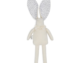 Bunny Rag Doll with Silver Stars Print Ears - Toddler and Baby Gift - Little Girl Gift - Little Boy Gift - Organic Doll - Personalized Gift