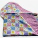 Hemstitched Flannel Baby Blanket and 2 Burp Cloths Kit, Patchwork Stars Pink with Coordinating Fabric on Reverse Side