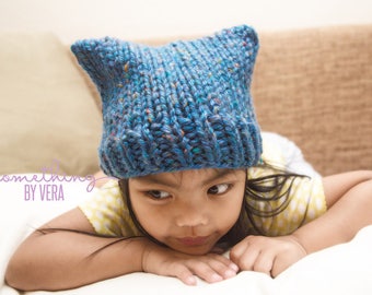 Knit Cat Hat - Ready to Ship, Free Shipping!