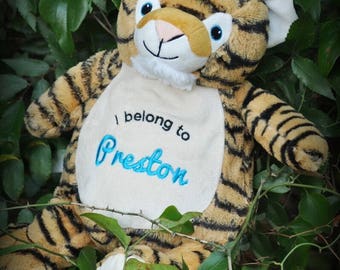 Personalized Stuffed Animal Tiger Cubby~ Custom Cubbies ~ Monogrammed Stuffed Animals