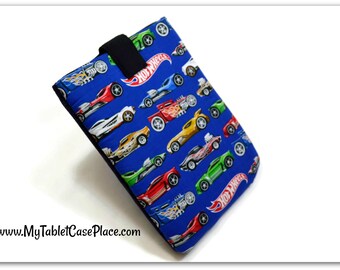 Handcrafted, Tablet Case, iPad Case, Hot Wheels, iPad Mini Case, Kindle Case, Tablet Sleeve, Cozy, Handmade, FOAM Padding, Gift, Blue