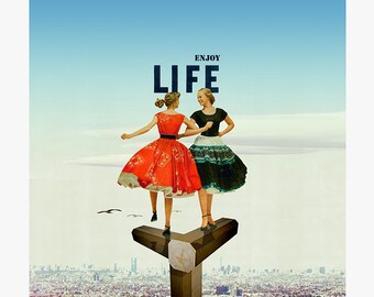 Enjoy life 3 - collage - mixed media - vintage - 29,7 x 29,7 cm