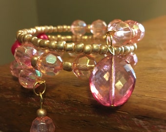 Pretty in Pink Memory Wire Bracelet