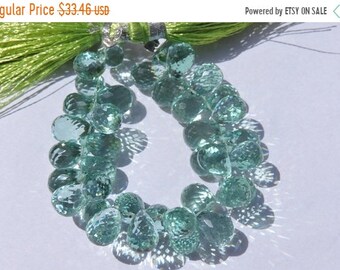 25% OFF Summer Sale 35 Pcs Beautiful Sage Green Quartz Micro Faceted Tear Drop Briolette Size - 8*5 - 10*7 MM