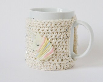 Mug dressed in wool, Unicorn figure
