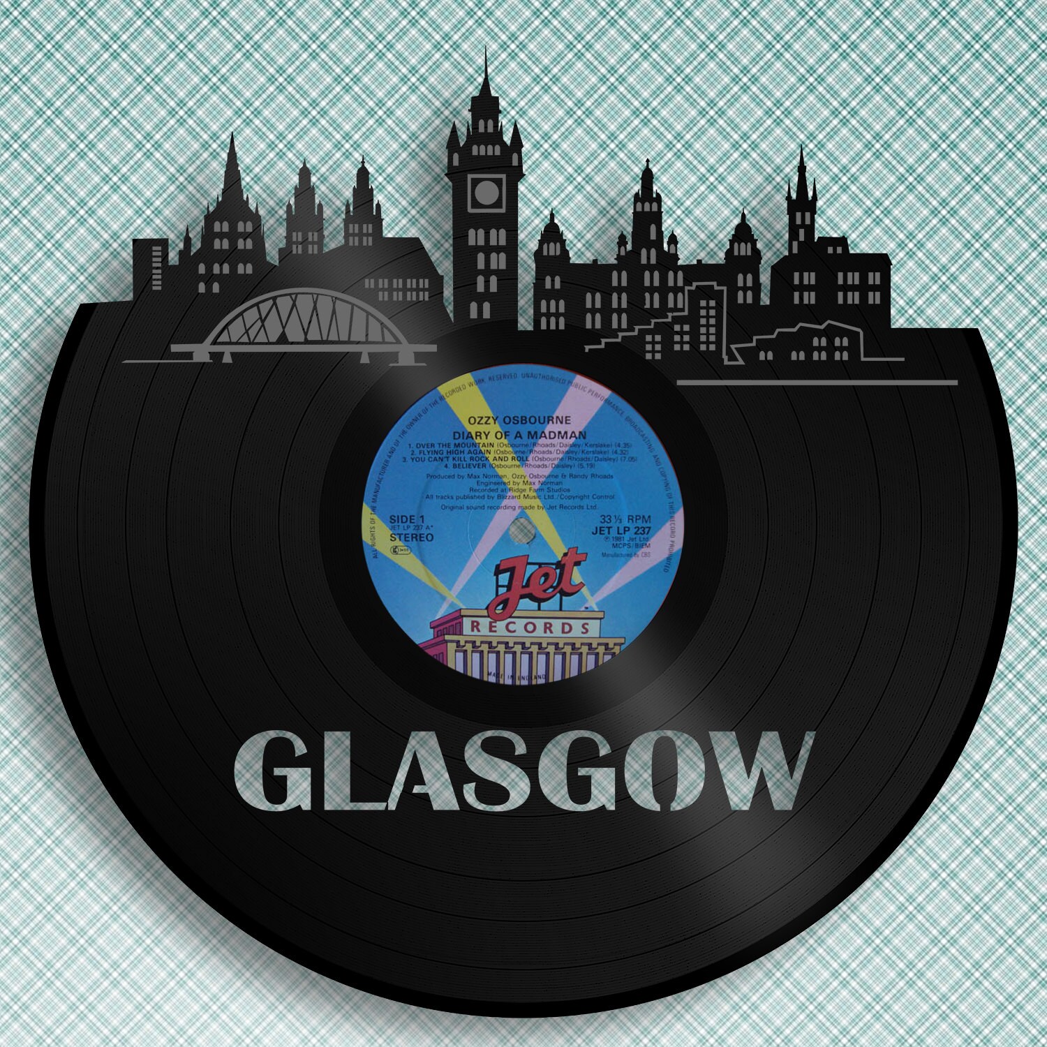 Deco Art Glasgow Skyline Wall Decor Scottish Gifts Retro